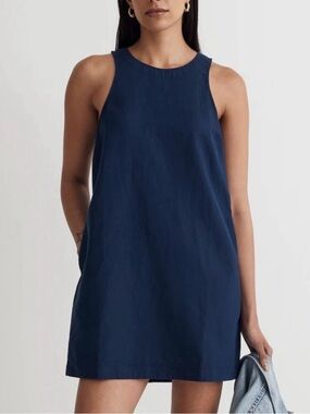 Madewell Linen Blend Cutaway Tank Mini Dress